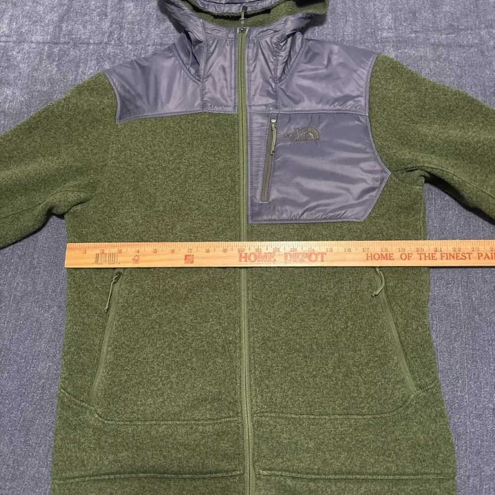 THE NORTH FACE Hoodie Size Medium Green Mens Full Zip Sweatshirt